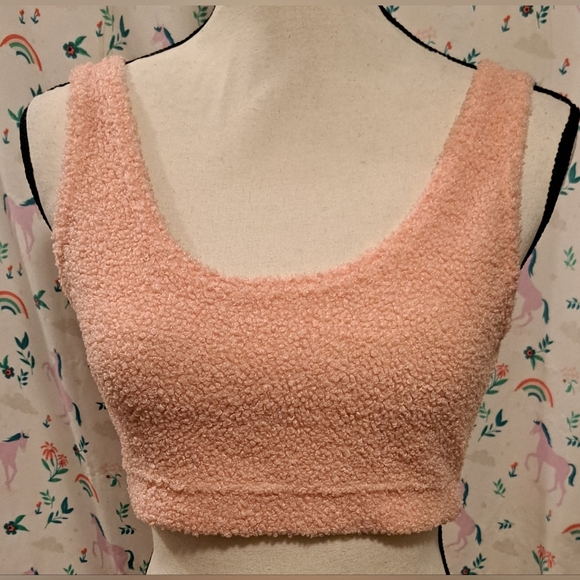 Y2K Roma Confidential Pink Fuzzy Teddy Bear Crop Top & Short Pajama Set SZ S - Picture 1 of 7